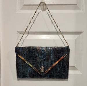 Elegant Blue and Black Clutch Bag (Jennifer LOPEZ)